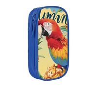 BNVSADC Summer Parrot Pineapple Bird Printed Pencil Case for Girls Boys, Large Capacity Pencil Pouch Cute Pencil Box Adult Makeup Bag with 2 Compartments, Blue
