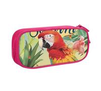BNVSADC Summer Parrot Pineapple Bird Printed Pencil Case Large Pen Bag Cute Pencil Box Pouch Office School Stationery Organizer for Girls Boys, Pink