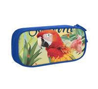 BNVSADC Summer Parrot Pineapple Bird Printed Pencil Case Large Pen Bag Cute Pencil Box Pouch Office School Stationery Organizer for Girls Boys, Blue