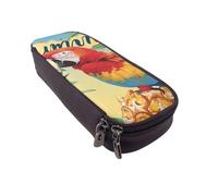 BNVSADC Summer Parrot Pineapple Bird Printed PU Leather Flip Pencil Case, Cute Pencil Box Pen Bag Stationery Organizer Makeup Bag for School Office Travel