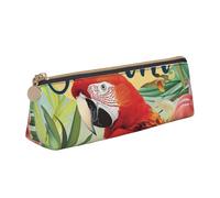 BNVSADC Summer Parrot Pineapple Bird Printed Triangle Pencil Case Leather Pencil Pouch Cute Stationery Pencil Pen Bag for School Office Travel
