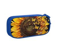 BNVSADC Sunflower Floral Butterflies Art Printed Pencil Case Large Pen Bag Cute Pencil Box Pouch Office School Stationery Organizer for Girls Boys, Blue