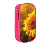 BNVSADC Sunny Sunflower Butterfly Printed Pencil Case for Girls Boys, Large Capacity Pencil Pouch Cute Pencil Box Adult Makeup Bag with 2 Compartments, Pink