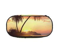 BNVSADC Sunrise Tropical Palm Tree Island Printed Pencil Case Cute Pencil Bag Pen Pouch Large Stationery Organizer Makeup Bag for Teen Boys Girls School Students Office