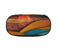 BNVSADC Sunset and Sunrise with Sea Waves Printed Pencil Case Cute Pencil Bag Pen Pouch Large Stationery Organizer Makeup Bag for Teen Boys Girls School Students Office