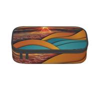 BNVSADC Sunset and Sunrise with Sea Waves Printed Pencil Case Cute Pencil Box Bag Pen Pouch Office School Stationery Organizer for School Travel Work