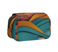 BNVSADC Sunset and Sunrise with Sea Waves Printed Print Flip Top Double Layer Pencil Case - Large Capacity School Supplies Organizer for Students, Kids, Teens, Artists, Travel & Office Use