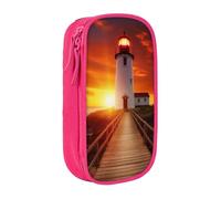BNVSADC Sunset at The Seaside Printed Pencil Case for Girls Boys, Large Capacity Pencil Pouch Cute Pencil Box Adult Makeup Bag with 2 Compartments, Pink