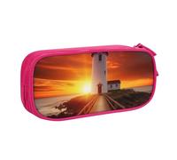 BNVSADC Sunset at The Seaside Printed Pencil Case Large Pen Bag Cute Pencil Box Pouch Office School Stationery Organizer for Girls Boys, Pink