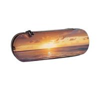 BNVSADC Sunset Beach Printed Leather Pencil Pen Case & Makeup Bag - Stylish Hard Shell Pencil Bag Stationery Organizer Pouch for School Office Travel