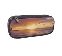 BNVSADC Sunset Beach Printed Leather Pencil Pen Case & Makeup Bag - Stylish Pencil Bag Stationery Organizer Pouch for School Office Travel
