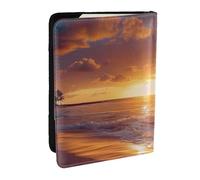 BNVSADC Sunset Beach Printed Passport Holder Travel PU Leather Passport Cover Case Organiser for Men Women, 6.5 inch