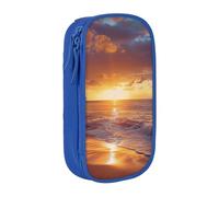 BNVSADC Sunset Beach Printed Pencil Case for Girls Boys, Large Capacity Pencil Pouch Cute Pencil Box Adult Makeup Bag with 2 Compartments, Blue