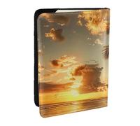BNVSADC Sunset Hawaiian Palm Tree Printed Passport Holder Travel PU Leather Passport Cover Case Organiser for Men Women, 6.5 inch