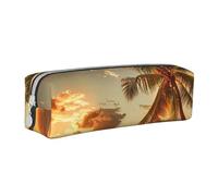BNVSADC Sunset Hawaiian Palm Tree Printed Pencil Case Leather Pencil Pouch Cute Stationery Pencil Pen Bag with Zipper for School Office Travel