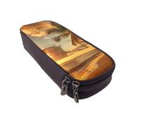 BNVSADC Sunset Hawaiian Palm Tree Printed PU Leather Flip Pencil Case, Cute Pencil Box Pen Bag Stationery Organizer Makeup Bag for School Office Travel
