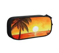 BNVSADC Sunset Palm Tree Printed Pencil Case Large Pen Bag Cute Pencil Box Pouch Office School Stationery Organizer for Girls Boys, Black