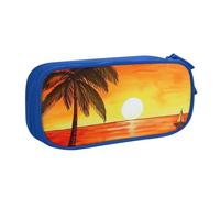 BNVSADC Sunset Palm Tree Printed Pencil Case Large Pen Bag Cute Pencil Box Pouch Office School Stationery Organizer for Girls Boys, Blue