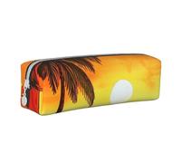 BNVSADC Sunset Palm Tree Printed Pencil Case Leather Pencil Pouch Cute Stationery Pencil Pen Bag with Zipper for School Office Travel