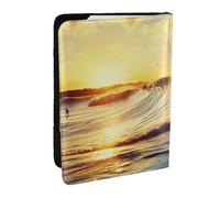 BNVSADC Sunset Sea Surfing Seascape Printed Passport Holder Travel PU Leather Passport Cover Case Organiser for Men Women, 6.5 inch