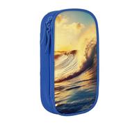 BNVSADC Sunset Sea Surfing Seascape Printed Pencil Case for Girls Boys, Large Capacity Pencil Pouch Cute Pencil Box Adult Makeup Bag with 2 Compartments, Blue