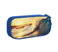 BNVSADC Sunset Sea Surfing Seascape Printed Pencil Case Large Pen Bag Cute Pencil Box Pouch Office School Stationery Organizer for Girls Boys, Blue