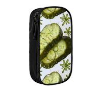 BNVSADC Sushi Dill Pickles Printed Pencil Case for Girls Boys, Large Capacity Pencil Pouch Cute Pencil Box Adult Makeup Bag with 2 Compartments, Black