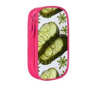 BNVSADC Sushi Dill Pickles Printed Pencil Case for Girls Boys, Large Capacity Pencil Pouch Cute Pencil Box Adult Makeup Bag with 2 Compartments, Pink