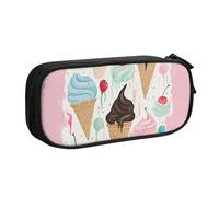 BNVSADC Sweet Ice Cream Printed Pencil Case Large Pen Bag Cute Pencil Box Pouch Office School Stationery Organizer for Girls Boys, Black