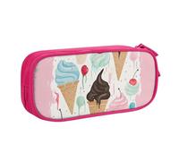 BNVSADC Sweet Ice Cream Printed Pencil Case Large Pen Bag Cute Pencil Box Pouch Office School Stationery Organizer for Girls Boys, Pink