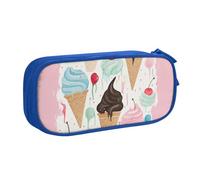 BNVSADC Sweet Ice Cream Printed Pencil Case Large Pen Bag Cute Pencil Box Pouch Office School Stationery Organizer for Girls Boys, Blue