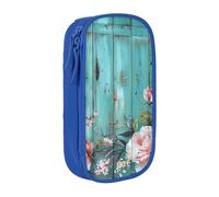 BNVSADC Teal Barn Door Floral Printed Pencil Case for Girls Boys, Large Capacity Pencil Pouch Cute Pencil Box Adult Makeup Bag with 2 Compartments, Blue