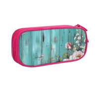 BNVSADC Teal Barn Door Floral Printed Pencil Case Large Pen Bag Cute Pencil Box Pouch Office School Stationery Organizer for Girls Boys, Pink
