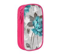 BNVSADC Teal Grey and White Floral Printed Pencil Case for Girls Boys, Large Capacity Pencil Pouch Cute Pencil Box Adult Makeup Bag with 2 Compartments, Pink