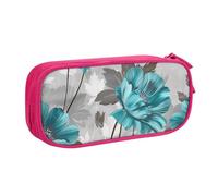 BNVSADC Teal Grey and White Floral Printed Pencil Case Large Pen Bag Cute Pencil Box Pouch Office School Stationery Organizer for Girls Boys, Pink