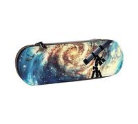 BNVSADC Telescope and Space Galaxy Printed Leather Pencil Pen Case & Makeup Bag - Stylish Hard Shell Pencil Bag Stationery Organizer Pouch for School Office Travel