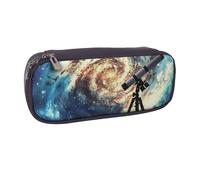 BNVSADC Telescope and Space Galaxy Printed Leather Pencil Pen Case & Makeup Bag - Stylish Pencil Bag Stationery Organizer Pouch for School Office Travel