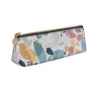 BNVSADC Terrazzo Marble Pastel Printed Triangle Pencil Case Leather Pencil Pouch Cute Stationery Pencil Pen Bag for School Office Travel