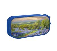 BNVSADC Texas Bluebonnets Scenery Printed Pencil Case Large Pen Bag Cute Pencil Box Pouch Office School Stationery Organizer for Girls Boys, Blue