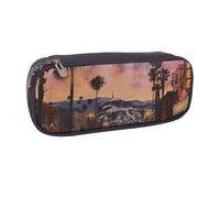 BNVSADC The Old Hollywood Printed Leather Pencil Pen Case & Makeup Bag - Stylish Pencil Bag Stationery Organizer Pouch for School Office Travel