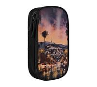 BNVSADC The Old Hollywood Printed Pencil Case for Girls Boys, Large Capacity Pencil Pouch Cute Pencil Box Adult Makeup Bag with 2 Compartments, Black