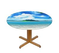 BNVSADC The Sea Printed Round Tablecloth with Elastic Edged, S(122CM Diameter), Kitchen Water Resistant Fabric Table Cloth Dining Table Decoration Table Covers