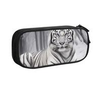 BNVSADC The Wild White Tiger Printed Pencil Case Large Pen Bag Cute Pencil Box Pouch Office School Stationery Organizer for Girls Boys, Black