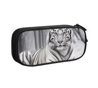 BNVSADC The Wild White Tiger Printed Pencil Case Large Pen Bag Cute Pencil Box Pouch Office School Stationery Organizer for Girls Boys, Black