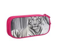 BNVSADC The Wild White Tiger Printed Pencil Case Large Pen Bag Cute Pencil Box Pouch Office School Stationery Organizer for Girls Boys, Pink