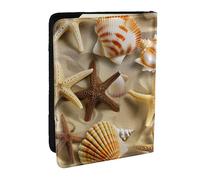 BNVSADC Theme Seashell Beach Printed Passport Holder Travel PU Leather Passport Cover Case Organiser for Men Women, 6.5 inch