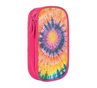BNVSADC Tie Dye Printed Pencil Case for Girls Boys, Large Capacity Pencil Pouch Cute Pencil Box Adult Makeup Bag with 2 Compartments, Pink