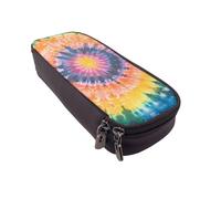 BNVSADC Tie Dye Printed PU Leather Flip Pencil Case, Cute Pencil Box Pen Bag Stationery Organizer Makeup Bag for School Office Travel