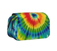 BNVSADC tie dye Rainbow Printed Print Flip Top Double Layer Pencil Case - Large Capacity School Supplies Organizer for Students, Kids, Teens, Artists, Travel & Office Use