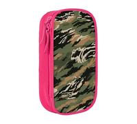 BNVSADC Tiger Stripe Camouflage Printed Pencil Case for Girls Boys, Large Capacity Pencil Pouch Cute Pencil Box Adult Makeup Bag with 2 Compartments, Pink